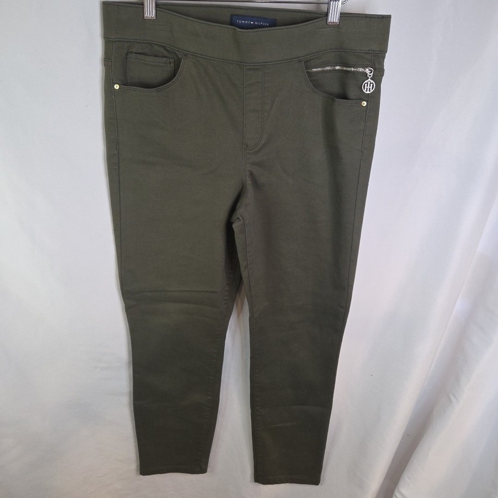 Tommy Hilfiger Green Womens Size 12 Cotton Blend Flat Front Preppy  Pants